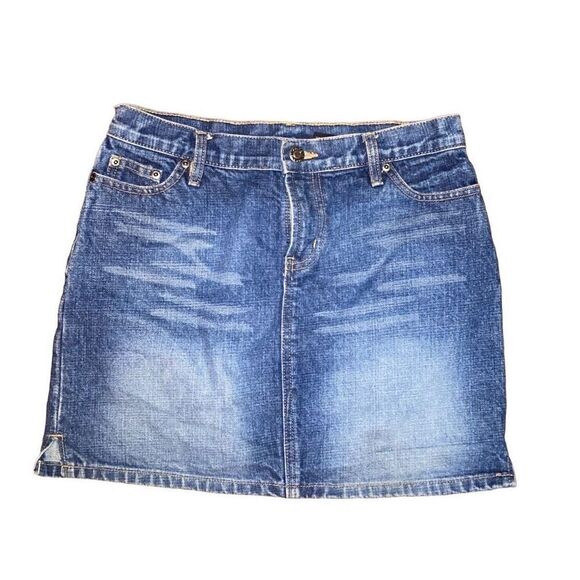 Y2K Arizona Jean Company Cotton Denim Mini A Line Skirt Size 6 (Juniors 1) - Picture 1 of 5